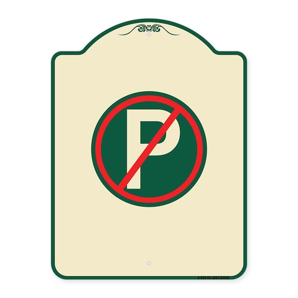 Signmission Designer Series No Parking, Tan & Green Heavy-Gauge Aluminum Sign, 24" x 18", TG-1824-23655 A-DES-TG-1824-23655 - main
